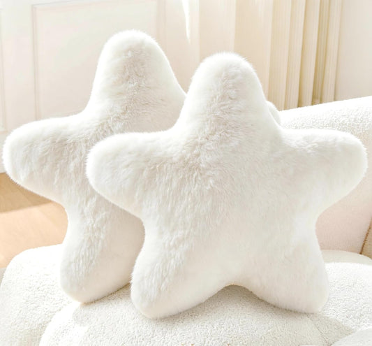 Set of 2 Throw Pillows Star Pillow Couch Pillows Decorative Pillows Bed Pillows Cute Pillows,White 15"