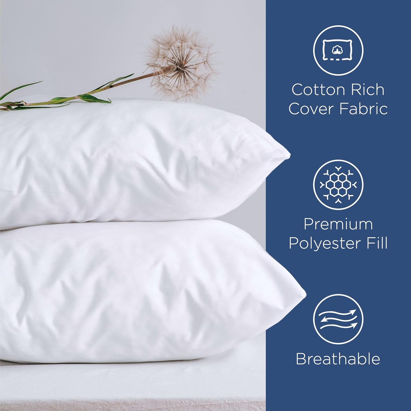 2-Pack King Size Bed Pillows - King Pillows Set of 2 - Twin Pack Pillows - Hotel Pillows - Cozy Premium Bedding - Pillows for All Sleep Positions